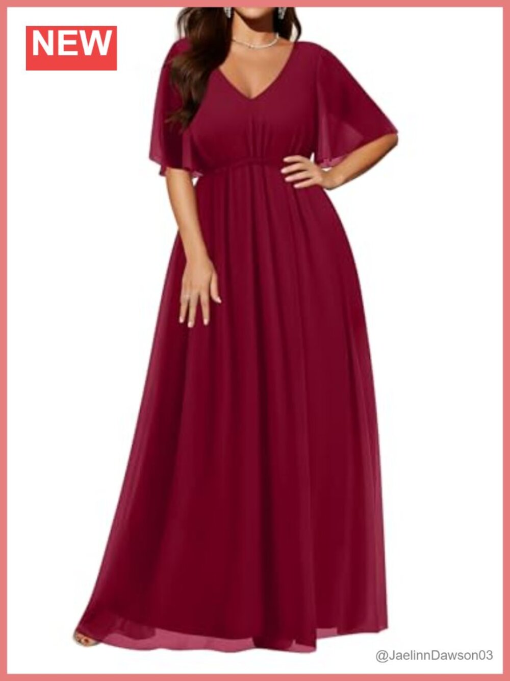 Plus Size Formal Wedding Guest Chiffon Long A-Line Dress